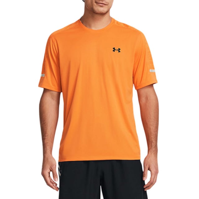 Mens Under Armour Tech Utility Short Sleeve T-Shirt in orange.- Crew neck.- Short sleeves.- Material wicks sweat & dries really fast.- Reflective details.- UA Tech™ fabric is quick-drying  ultra-soft & has a more natural feel.- Main body fabric contains at least 90% recycled polyester  excluding trims & embellishments.- 100% Polyester.- Ref: 1385976810