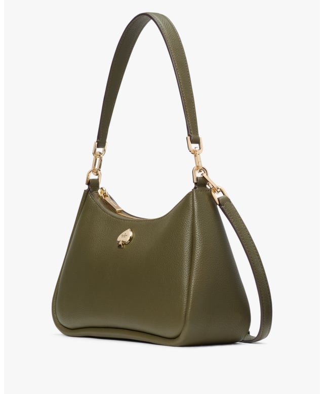 Kayla Pebbled Leather Convertible Shoulder Bag, Metal Spade, Back Zip Pocket,  Length: 8.00 Cm,  Width: 26.40 Cm,  Height: 16.00 Cm