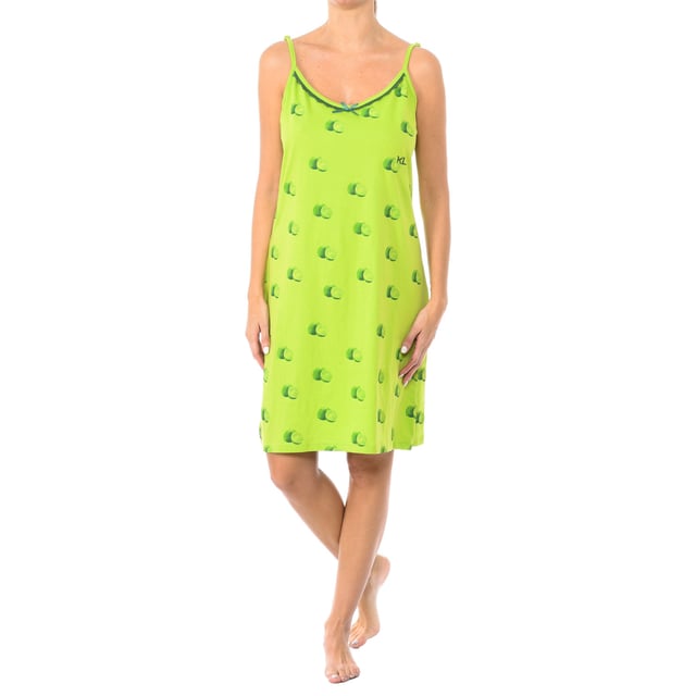 Summer nightgown from the Kisses&Love brand.
 Long/midi nightgown.
 The t-shirt has a V-neck neckline with lace and lace details in a contrasting color and a print.
 The nightgown is made of cotton, a perfect fabric for summer nights because it is breathable, soft and delicate on the skin.
 Thin adjustable straps.
 Embroidered brand logo on the front.
 Seams seen in tone.
 Composition: 100% cotton
 Care:
Accept the washing machine at max temperature. of 30º.
 Does not resist bleach or any other chlorate.
 Does not resist ironing.
 Does not resist dry cleaning.
 Does not withstand the dryer.