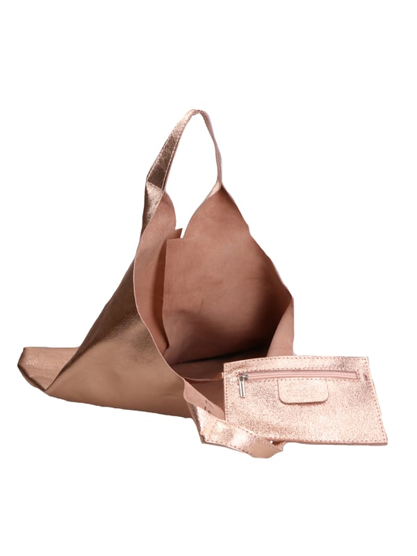 Bolso saco de cuero suave con bolsa interior de cuero laminado real. Producto artesanal italiano. Hecho en Italia