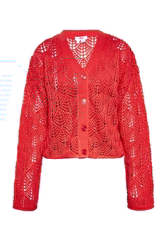 Ontdek een chique toevoeging aan je garderobe met dit opengewerkte vest. Dit button-down-stuk heeft een kortere snit, een V-hals, lange mouwen en een charmant ontwerp. Het ingewikkelde breipatroon zorgt voor een doorschijnend effect, perfect om in stijl te dragen. Dit lichtgewicht vest straalt casual elegantie uit.  Vest