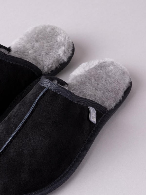 Men s Sheepskin Slider Slippers in Black