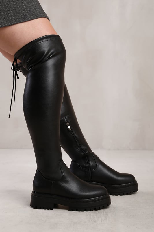 Above the knee boots wide calf top