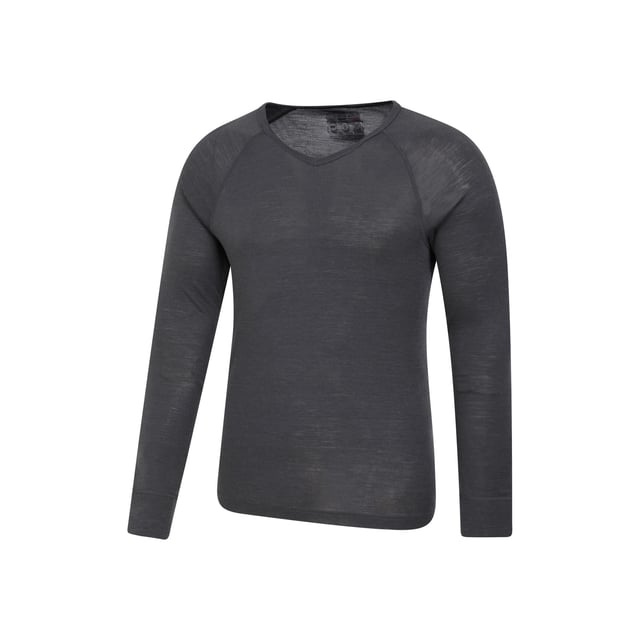 Mountain Warehouse Mens Merino Wool V Neck Base Layer Top (Grey)