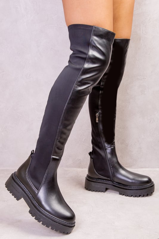 Where s That From Womens Elena Chunky Over The Knee Strech Boot