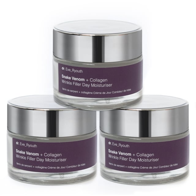 Snake Venom + Collagen Wrinkle Filler Day Moisturiser 50ml

Formulated for:
Wrinkles and fine lines
Loss of plumpness
Dehydrated skin

Wrinkle Filler Day Moisturiser is specially formulated for skin with fine lines and wrinkles and that has lost it youth