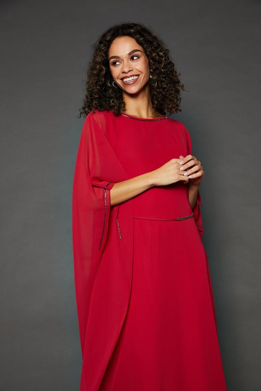 Formal Dress Red Kimono Style Dress Occasion Embellsihed Kimono