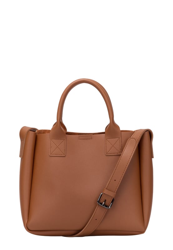 This dreamy mini grab bag is perfect for adding a contemporary look to your outfit. The soft PU exterior and contrast unlined interior gives it a premium finish and the gunmetal hardware adds quality. The subtle Claudia Canova blind debossed logo and intricate stitch detail finishes the look. Inside is a secure zip top pouch, which can be removed by unfastening the snap clasp buttons, perfect to use as a portable makeup bag or to keep valuable items more secure. Features: , soft pu outer, Unlined Interior, Claudia and Canova Blind Deboss Logo, 2 x Short Grab / Tote Handles, Adjustable longer shoulder strap, Magnetic snap claps opening to the main compartment, Removable zip top pouch (Meausure 215W x 152H x 50D), 2 x Quick access slip pockets in front Style Ref: 84608 TAN