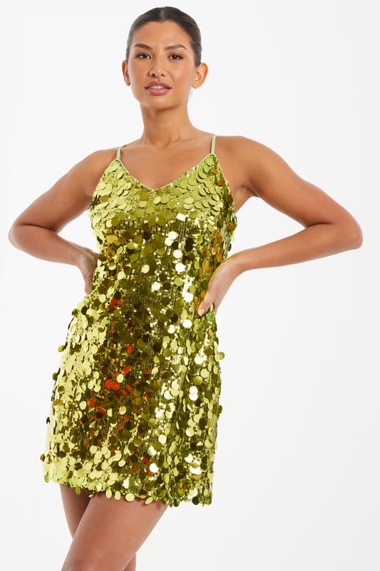 Lime green sequin sales dress