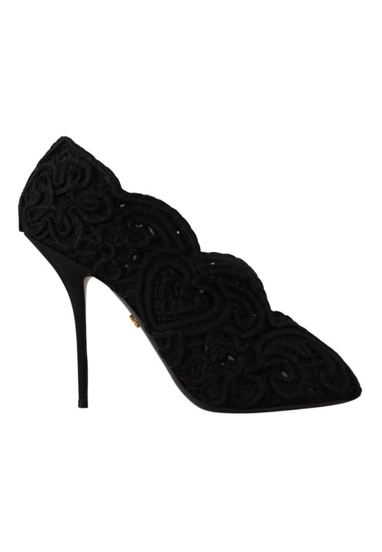Marca: Dolce & Gabbana.
  Modelo: Zapatos de tacon.
  Color: Negro.
  Material: Ricamo.
  Suela: Cuero.
  Detalles del logotipo.
  Muy alta calidad y comodidad.
  Fabricado en Italia.
