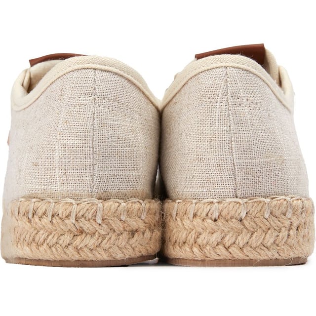 Womens natural Wrangler jane shoes, manufactured with textile and a rubber & rope sole. Featuring: gold hardware, wrangler branding, rope edge sole and branded insole.