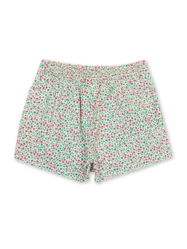 100% organic cotton | Proud to be certified to the Global Organic Textile Standard (GOTS) | Little bud all-over print | Twill fabric | Skirt with matching built-in shorts | Elasticated waistband | Made in India | Machine washable at 40 degrees, or at 30 degrees to be kinder to the planet
