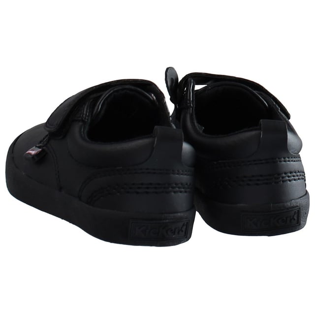 Patadas Kariko Strap Up Black Smooth Leather Kids Trainers 1_14804