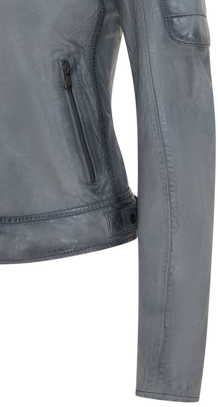 This stylish leather jacket offers a modern take on classic biker style. Crafted from soft lamb leather, it combines comfort and durability with a sleek and edgy aesthetic.

Key Features:

Soft Lamb Leather: Ensures comfort and a luxurious feel.
Modern Biker Style: Features a stand-up collar, zipper closure, and angled pockets.
Functional Pockets: Includes two zippered chest pockets and one interior pocket for secure storage.
Adjustable Waist: The buckle at the hem allows for a customized fit.
Edgy Details: The quilted shoulder panels add a touch of visual interest and enhance the jacket's biker-inspired look, while also providing additional protection.
Quilted Shoulder and Sleeves: The quilted design offer added protection and a stylish touch.
This jacket is perfect for those who want a versatile and stylish piece that can elevate any outfit.