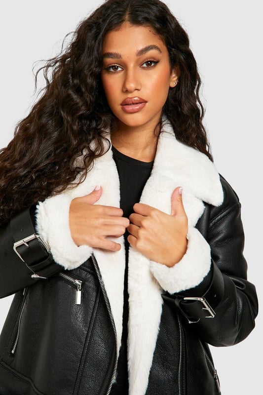 Take your outfit to new style heights with an aviator jacket. Perfect for layering, create a stylish oversized silhouette as you choose from crop belted jackets to faux fur lined options. A cross between a classic flight jacket and a leather biker, it's all about the detailing with this snug winter staple. Pair your aviator coat with high waisted mom jeans and a fierce attitude as you stroll your way through your social calendar.Style: Aviator JacketFabric: PULength: Regular