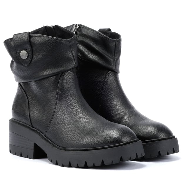 Step out in style with these western-inspired mid-calf boots, featuring a sleek faux-leather upper and convenient side zip fastening for effortless wear. Designed with a trendy lug platform sole and a 2-inch stacked heel. These chic and durable vegan boots offer the perfect combination of comfort and eco-friendly fashion.