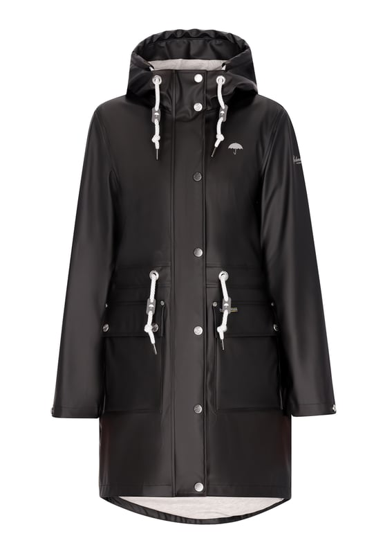 Ontdek de ultieme regenjas die stijl en functionaliteit moeiteloos combineert. Dit parka-jack heeft een capuchon met trekkoord, een ritssluiting aan de voorkant met drukknopen en praktische klepzakken. De normale pasvorm en het trekkoord in de taille zorgen voor een getailleerde look, terwijl de waterdichte stof (3000 mm) ervoor zorgt dat je buiten droog blijft. Met gelaste naden en een opstaande kraag is deze outwear met lange mouwen zowel stijlvol als functioneel.  Mackintosh