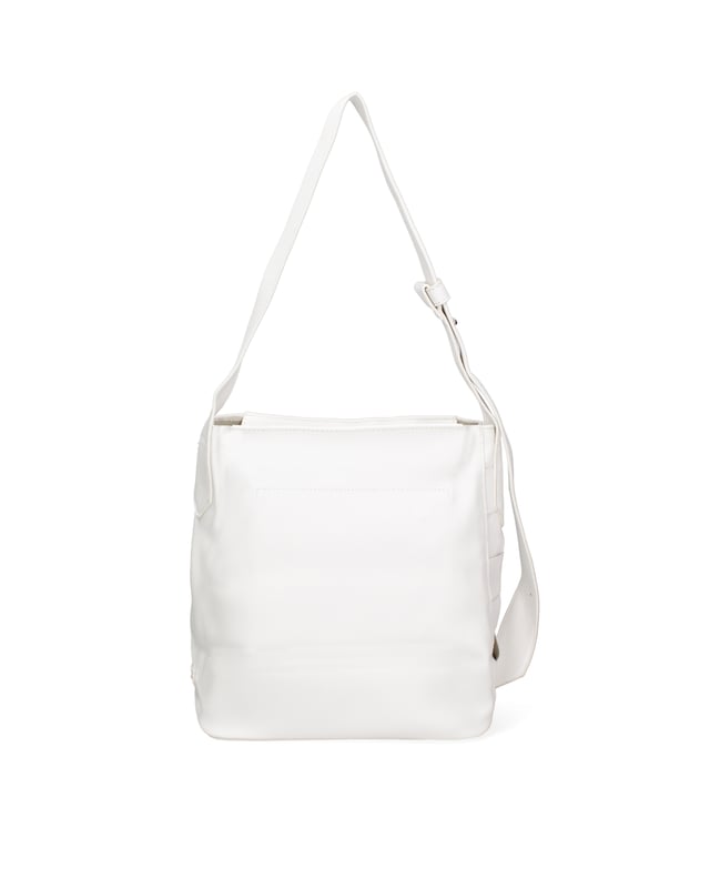 Bolso bandolera para mujer. El cierre es con cremallera. Los bolsillos internos son uno con cremallera. Los bolsillos externos están ausentes. Falta la correa para el hombro. El mango es regulable en resina. Hay un compartimento interno. El material exterior es PVC. Internamente está forrado en poliéster. Medidas: 24x28x14 cm. Hecho en Italia