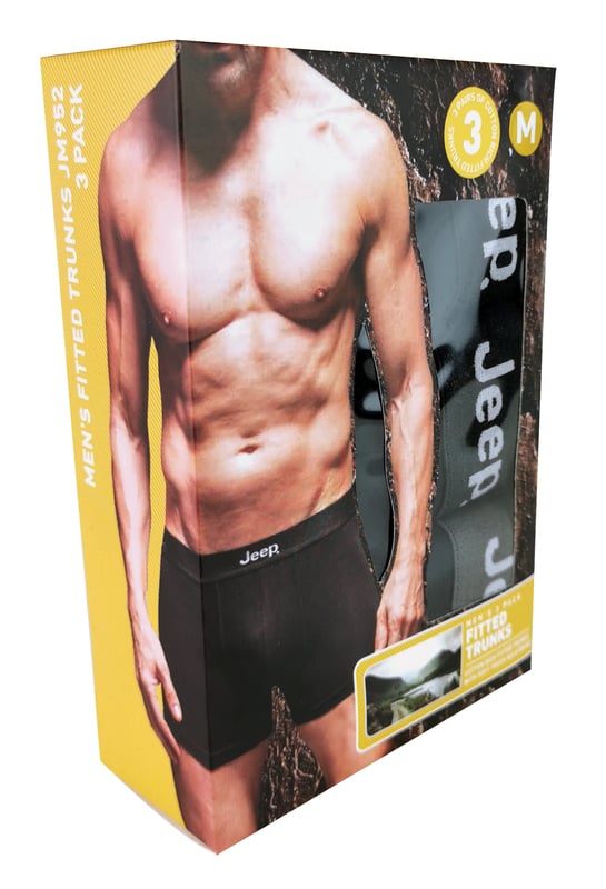 Underwear by Jeep produce a wide collection from loose fitting, to comfortable fitted boxers, and briefs. Designed for everyday, this collection of trunks by Jeep are made for comfort and durability. Designed to look and feel good, these briefs will feel soft to the touch. Comfort cotton rich trunks are all you need for everyday briefs. These fitted trunks provide softness and comfort all day. They also feature a soft, brushed waistband, to minimise discomfort of rough elastic waistbands digging into your skin. The waistband is made from elastane which allows for a more comfortable stretch. For a comfortable and tight fit, these trunks will feel snug around your thighs and provide comfort all day whether you're wearing office clothes or loungewear. To avoid irritation, these fitted trunks have a tagless care label. These trunks come in a pack of 3.