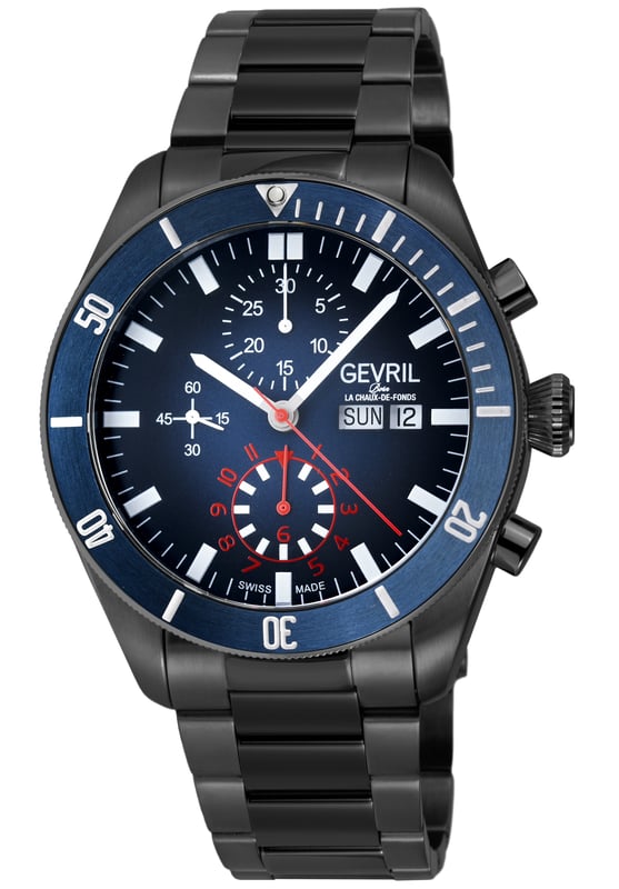 Gevril Yorkville Chronograph 48623B Swiss Automatic ETA 7750 Watch
