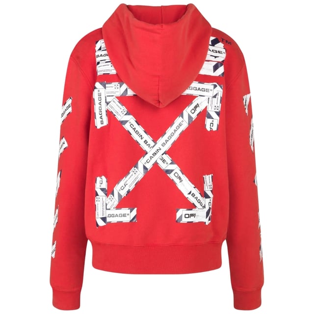 Ontdek de Off-White Logo Red Hoodie - een stijlvol statement-stuk met een uniek design! Deze hoodie heeft een werkelijk opvallende look en is perfect voor een opvallende impact. Draag hem met vertrouwen en ontvang complimenten op elke hoek!, Rood, Verstelbare capuchon met trekkoord, Grote kangoeroezak aan de voorkant, Slim fit, 100% katoen, Gemaakt in Portugal, Rode hoodie, Streetwear