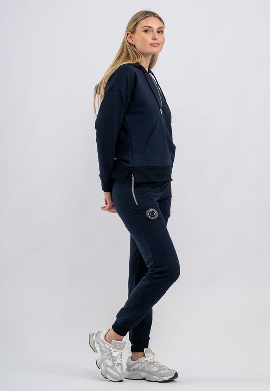 Tom Barron Dames Trainingspak met halve rits en kangoeroezak, stijlvol trainingspak met logodetails