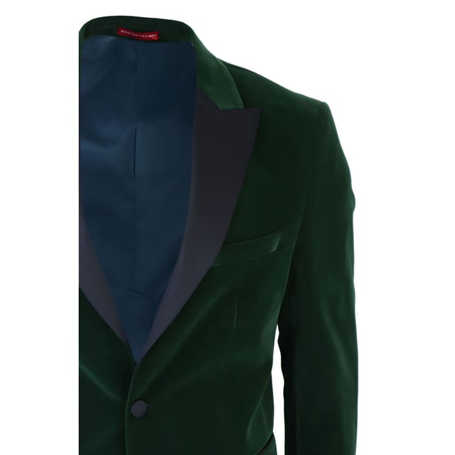 Elevate your style with this Mens Green Velvet Tuxedo Suit Jacket, tailored to perfection for a sharp and sophisticated look. Crafted in stunning red velvet, it features contrasting black satin peak lapels and matching satin buttons, along with a classic retro black satin round shawl lapel for that timeless elegance. Key Design Features:Premium Velvet Finish: The luxurious green velvet fabric exudes opulence and refinement, making a bold style statement.Contrasting Satin Accents: The black satin peak lapels and buttons provide a striking contrast, adding a touch of sophistication and flair.Classic Shawl Lapel: The round shawl lapel brings a classic and timeless element to the design, reminiscent of vintage Hollywood glamour.Tailored Fit: With a tailored fit that strikes a balance between slim and regular, this jacket ensures a modern, flattering silhouette.Versatile Formal Attire: Ideal for formal occasions such as weddings, proms, parties, and black-tie events, this tuxedo dinner jacket helps you stand out from the crowd with effortless style.Complete your formal ensemble with this exquisite velvet blazer, and discover even more styles and colors to suit your taste and occasion in our store.