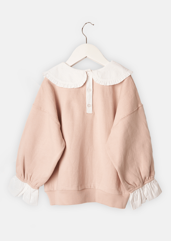 How adorable is this collar detail sweatshirt in soft putty pink? Wear with jeans. jeggings or our sequin skirt - utterly versatile and totally scrumptious . Pink. About me: 100% Cotton. Look after me: Think planet. wash at 30c.