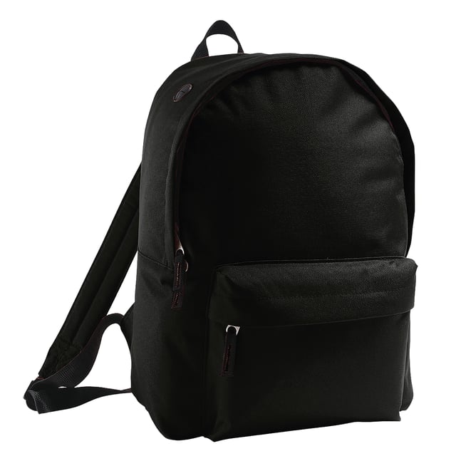 Zipped main compartment. Zipped front pocket. Nylon carry handle. Adjustable padded and reinforced straps. Padded back. Material: 600D polyester. Dimensions: 40 x 28 x 14 cm.