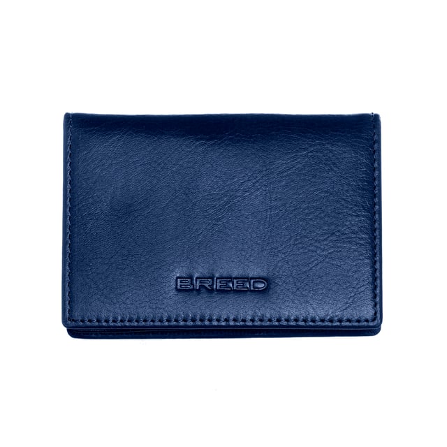 Length: 75mm; Width: 107mm; Height: 19mm; Material: Genuine Leather; Color: Blue; Pockets: 1; Card Holders: 4; Bi-Fold: Yes; RFID Blocking: Yes