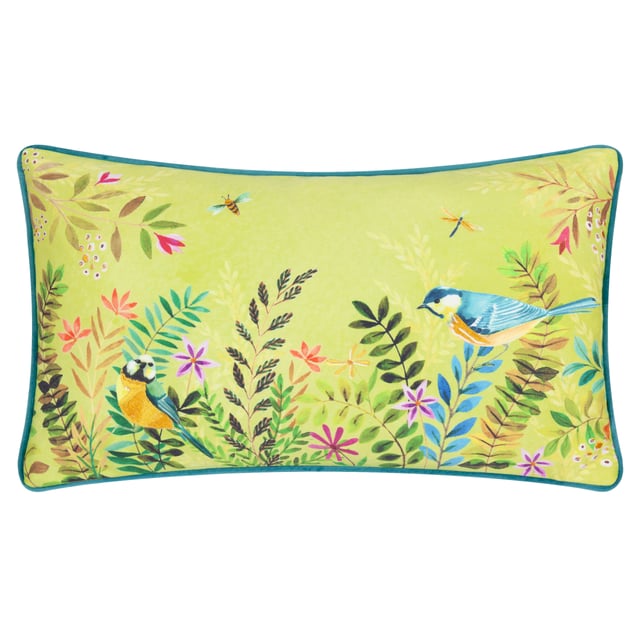 Add a touch of countryside charm to your home with the Daisy Hill Meadow Tales Piped Cushion. This luxurious cushion showcases a whimsical, hand-painted scene of hedgerows teeming with dainty birds nestled amongst lush foliage. Vibrant tones bring this playful natural vista to life, offering a statement piece that transforms any space into a serene retreat. The premium woven fabric feels delightfully soft to the touch, while the piped trim and velvet reverse exude sophistication, blending relaxed comfort with timeless elegance. Perfect for those who cherish nature-inspired accents and classic styling, this cushion captures the essence of refined countryside living.