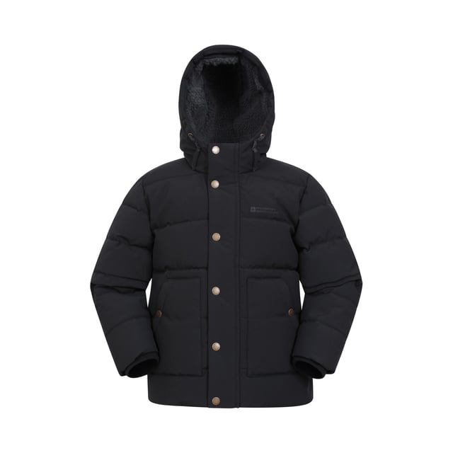 100% Polyester. Lining: Borg, Supersoft. Filling: Microfibre. Design: Logo, Quilted. Trim: Elastane, Polyester. Fabric Technology: DWR Finish, Insulating, PFC Free, Water Resistant. Chin Guard, Padded. Cuff: Elasticated, Ribbed. Neckline: Hooded, Standing Collar. Sleeve-Type: Long-Sleeved. Hood Features: Drawcord, Sew-On. Pockets: 2 Side Pockets, Buttoned. Fastening: Front Zip, Popper. Sustainability: Environmentally Friendly. 5-6 Years: 24 in. 7-8 Years: 26 in. 9-10 Years: 28.5 in. 11-12 Years: 30.5 in. 13 Years: 33 in.