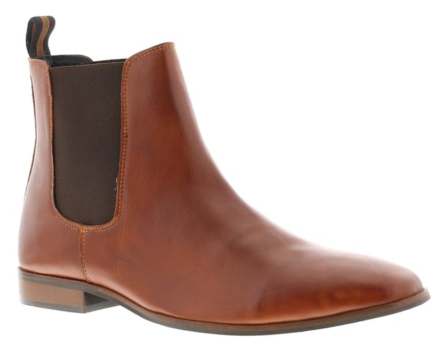 Bandwagon Mens Smart Boots Chelsea Memory Foam Liam Leather tan