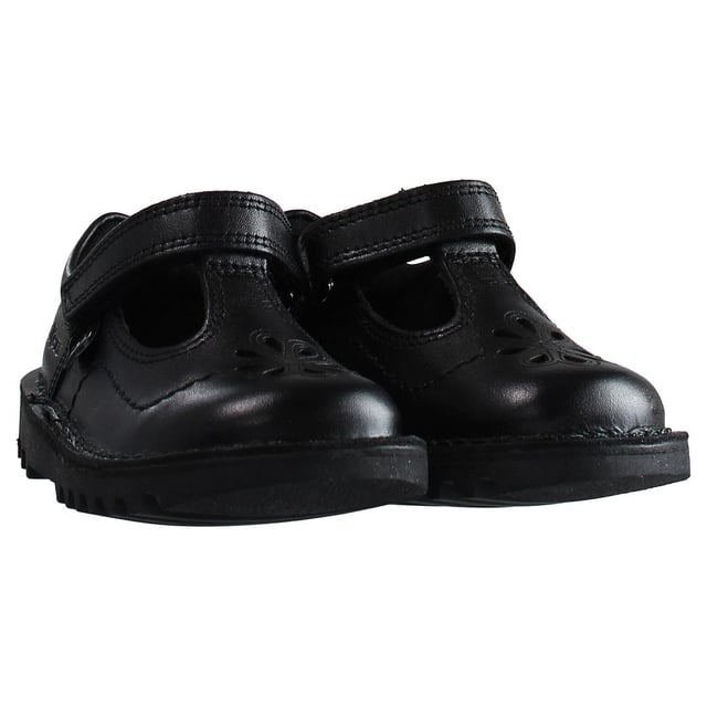 Kickers T-Bar Flutter Strap Up Zwart Glad Leer Kinderschoenen 1_14122