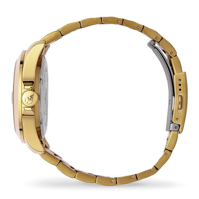 This Ice Watch Gift Box - Ice Steel - Classic Gold - M - Multicolour Jewel Analogue Watch for Women is the perfect timepiece to wear or to gift. It's Gold 40 mm Round case combined with the comfortable Gold Stainless steel watch band will ensure you enjoy this stunning timepiece without any compromise. Operated by a high quality Quartz movement and water resistant to 10 bars, your watch will keep ticking. This fashionable and classic watch matches any outfit at any occasion,it adds style to your life  This Analogue watch has a Calendar function: Date , Luminous Hands and Luminous Numbers. Comes in a set with a Multicolour Bracelet High quality 19 cm length and 19 mm width Gold Stainless steel strap with a Fold over with push button clasp Case diameter: 40 mm,case thickness: 12 mm, case colour: Gold and dial colour: Gold