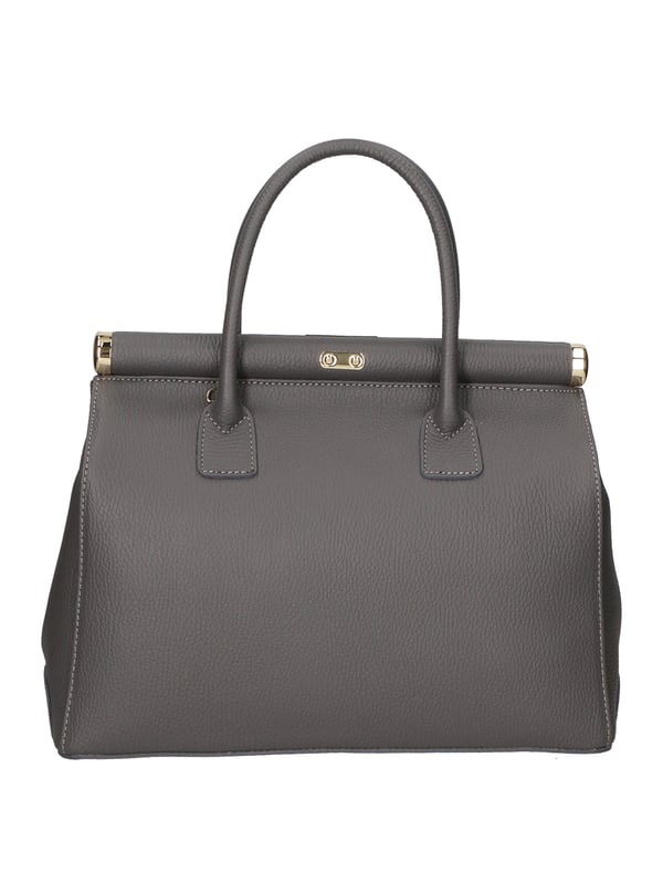 Bolso de mano de mujer de dos compartimentos con bandolera extraíble. Producto artesanal italiano en piel genuina dólar. Hecho en Italia