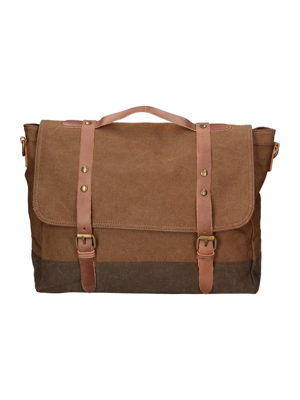 Unisex schoudertas gemaakt van canvas en echt leer. Handgemaakt product