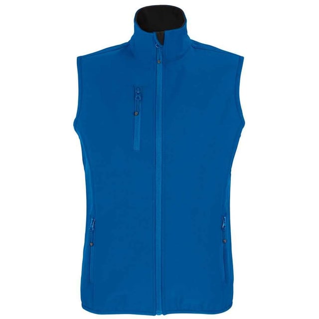 Outer Materials: 94% Recycled Polyester, 6% Elastane. Lining: Fleece, Polyester. Fabric: Softshell. Design: Plain. Fabric Technology: Breathable, Waterproof, Windproof. Bound Armholes, Chin Guard, Elasticated Arm Holes, Inner Zip Guard, Tearaway Label, Three Layers. Sleeve-Type: Sleeveless. Neckline: Standing Collar. Pockets: 1 Chest Pocket, 2 Lower Pockets, Zip. Fastening: Full Zip. Hem: Bound, Elasticated. Sustainability: Amfori, BSCI, Fair Wear Approved, GRS Certified, Oeko-Tex Standard 100 Certified, PETA-Approved Vegan, REACH.