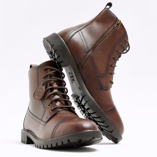 Mens brown boots top river island