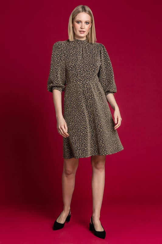 Animal print fit sale and flare dress