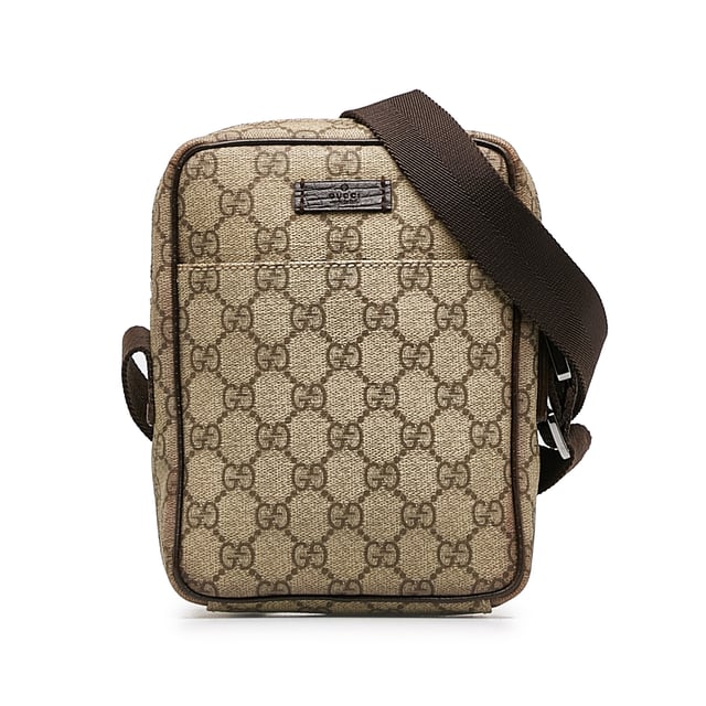 Vintage Gucci GG Supreme Crossbody Bag Brown