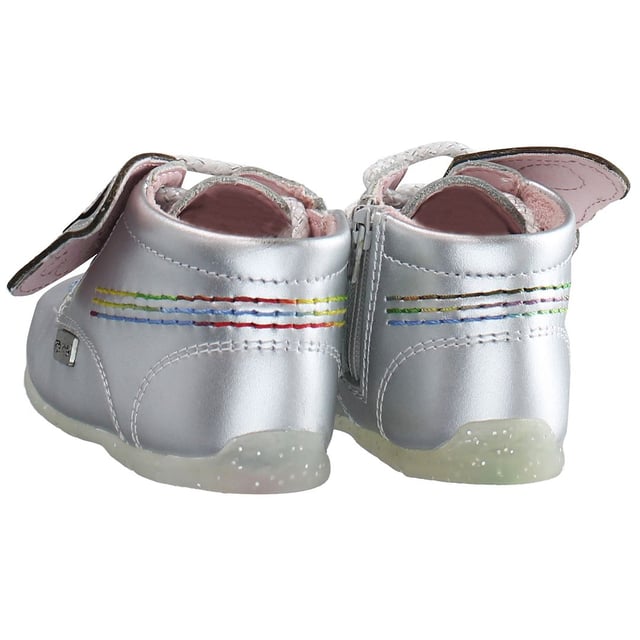 Kickers Hi Faires Lace-up Silver Smooth Leather Boots 1_15722
