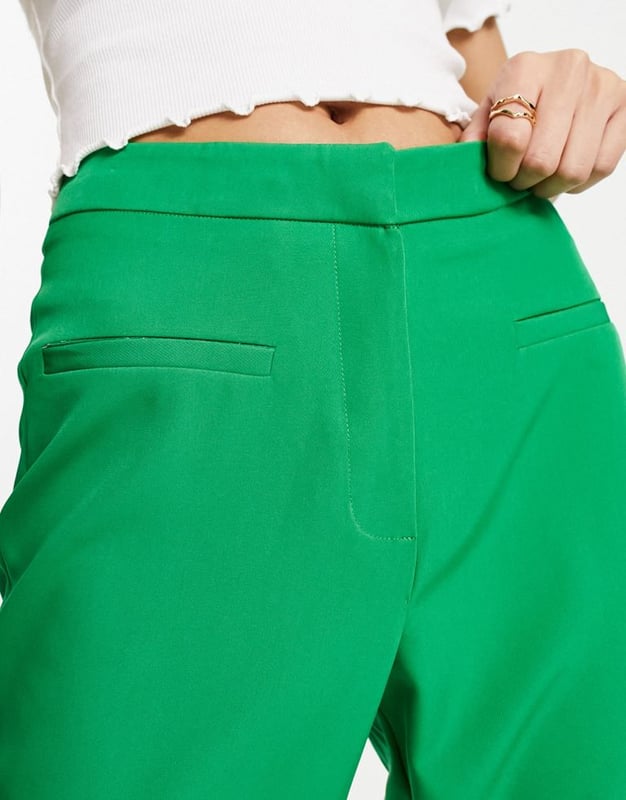 Miss Selfridge cropped flare trouser in green