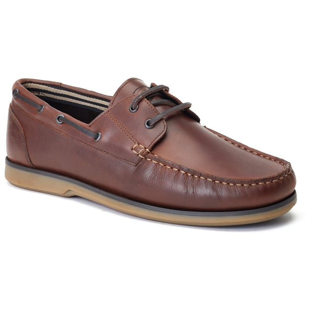 Base London Stern Leather Men's Burnt Brown Boat Shoes Its time to unlock your inner Boaty McBoat Face with the Stern boat shoe from Base London. Stern has been crafted from premium leather uppers and features detailed side lacing a contemporary rubber sole and an Ortholite footbed.