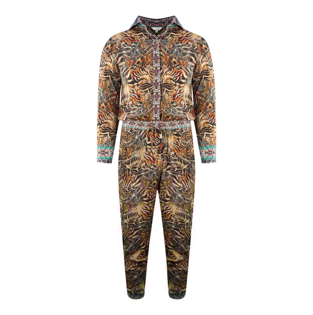 Inoa Golden Eagle 120214 Brown Jump Suit. Walk in style with the Inoa Multicoloured Playsuit. This luxurious playsuit is designed to give your outfit a modern look. Crafted with a gold design, this playsuit provide premium comfort for all-day wear. With its chic design, make a lasting impression every day. Make a statement.. 100% Silk, Multicoloured Design. Adjustable Straps, Tie For Tightening the Waist. This Playsuit is suitable for sizes UK 8- UK 14. Product Style: Golden eagle 120214