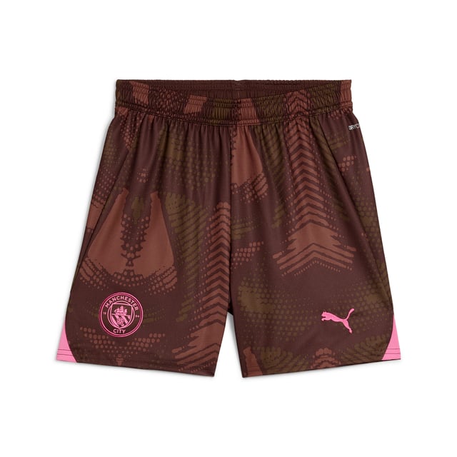 PRODUCT STORY : Defend your goal like Manchester City's finest in these official 24/25 goalkeeper shorts. Lightweight, breathable and cut for action, they feature our moisture-wicking dryCELL fabric to keep you feeling cool, comfortable and focused. FEATURES & BENEFITS :  dryCELL: Performance technology designed to wick moisture from the body and keep you free of sweat during exercise. As part of the RE:FIBRE program, this garment is made of at least 95% recycled material from textile waste and other used materials.  DETAILS :  Regular fit. 170 gsm, Jacquard. Medium rise. Official team branding. PUMA branding details. PUMA Youth: Recommended for older kids between 8 and 16 years.  Our model is 148 cm tall and is wearing size  152 RUS.
