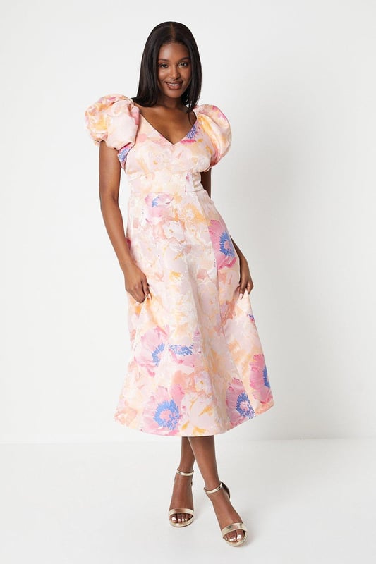 Pink jacquard dress outlet