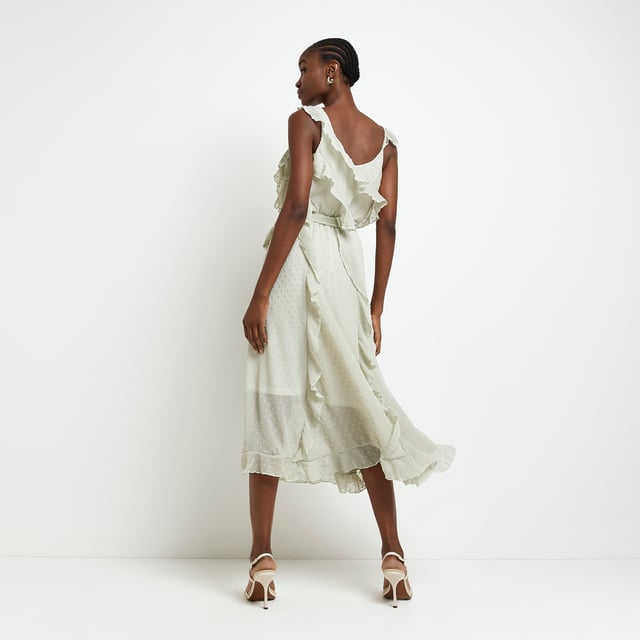 River island frill detail midi dress 2025