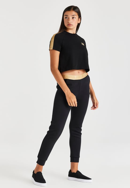 inchSikSilk Metallic Taped Raglan Tee  BlackTShirt95% Cotton 5% Elastane inch