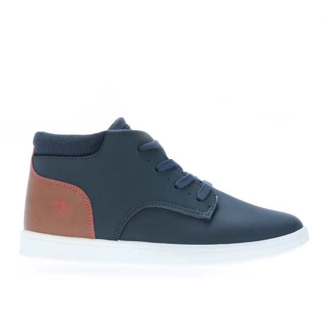 Juniors Original Penguin Miles Boots in navy.- Synthetic upper.- Lace up fastening.- Lightly padded ankle and tongue. - Lightly cushioned footbed.- Branding to the tongue and side.- Textile lining.- Synthetic sole.- Ref: PEN4074N